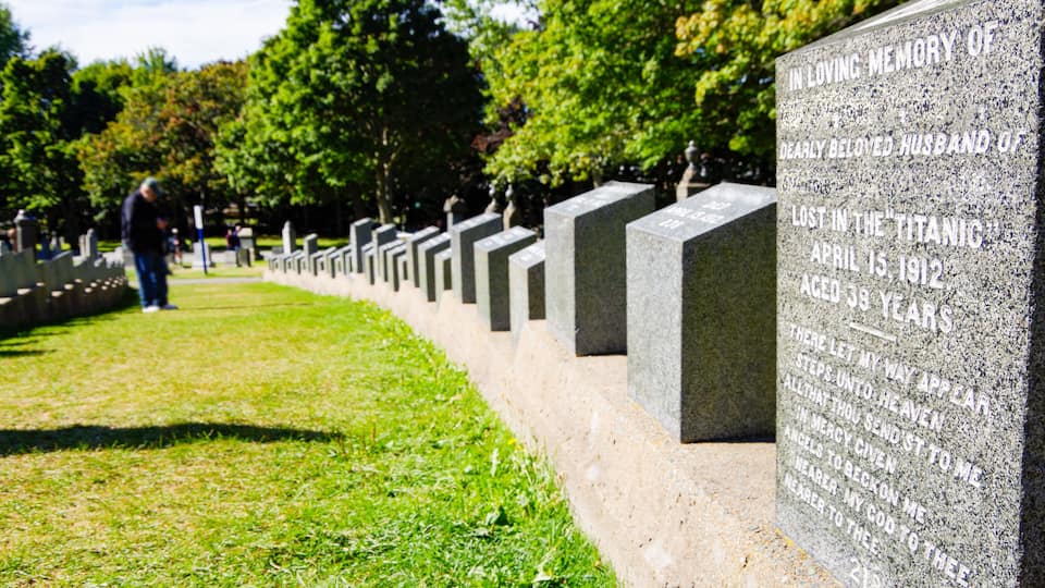 Canada, Nova Scotia, Halifax. Fairview Lawn Cemetery, memorial landmark home to victims on largest number of Titanic grave sites graveyard in the world, 121.