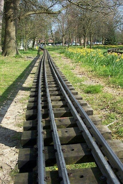 The Narrow Gauge Railway in Goff's Park, Crawley Parallel lines meeting at infinity!