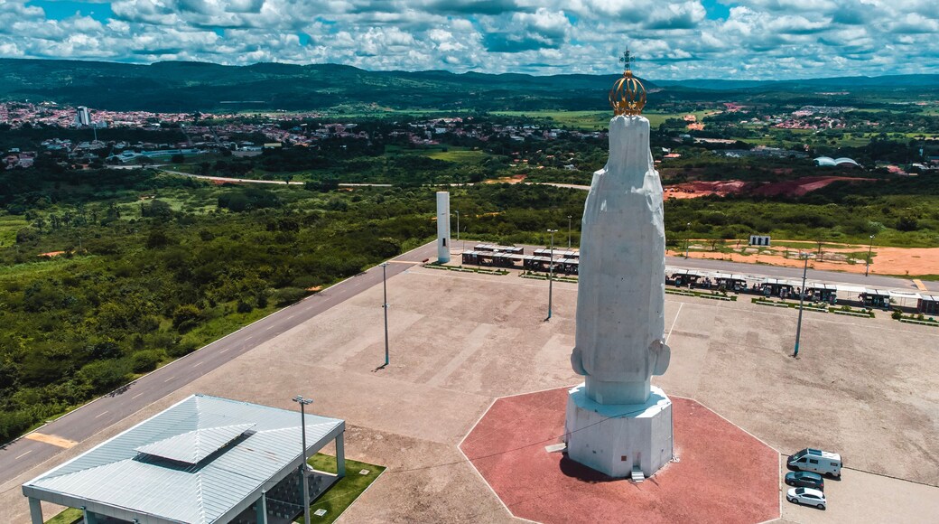 Crato Estátua Nossa Senhora de Fátima Religião Católica Turismo Cariri Oásis Sertão Ceará Cearense Nordeste Brasil Cidade Paisagem Caatinga Drone Vista Aérea