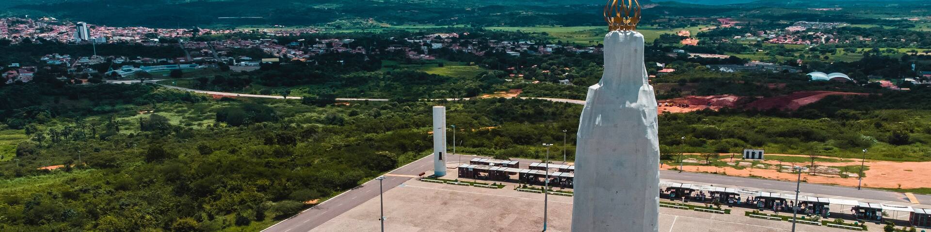 Crato Estátua Nossa Senhora de Fátima Religião Católica Turismo Cariri Oásis Sertão Ceará Cearense Nordeste Brasil Cidade Paisagem Caatinga Drone Vista Aérea