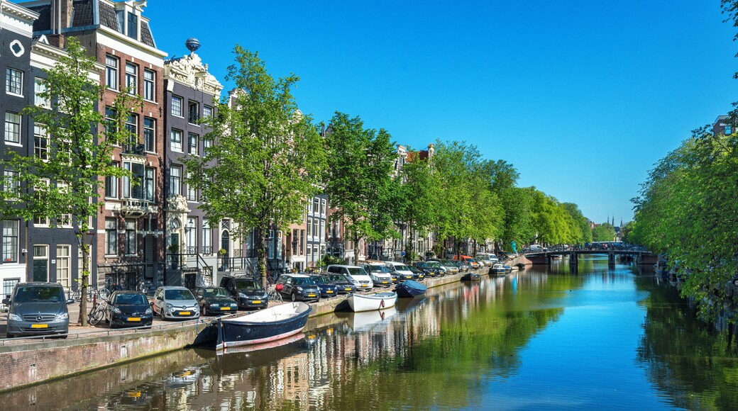 Typical Dutch Houses along the canal, Center of Amsterdam