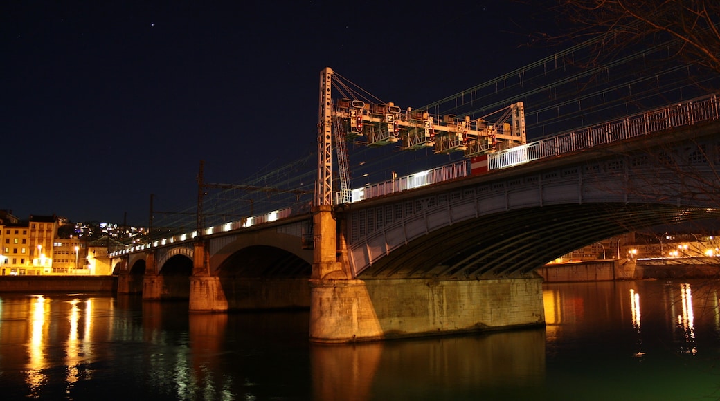 Pont de Perrache à Lyon, par une jolie nuit d'hiver.