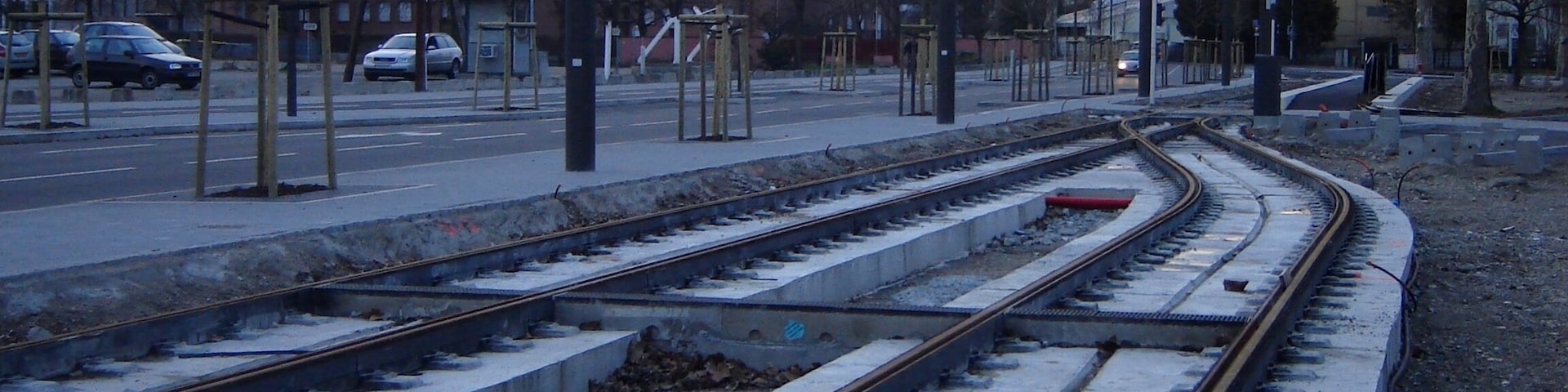 Chantier des extensions tram 2007 - 2008, en aout 2006