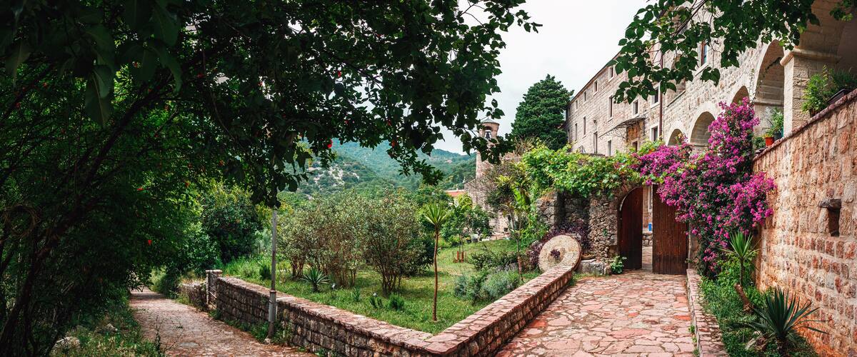 Podmaine or Podostrog orthodox Monastery in Budva city, Montenegro