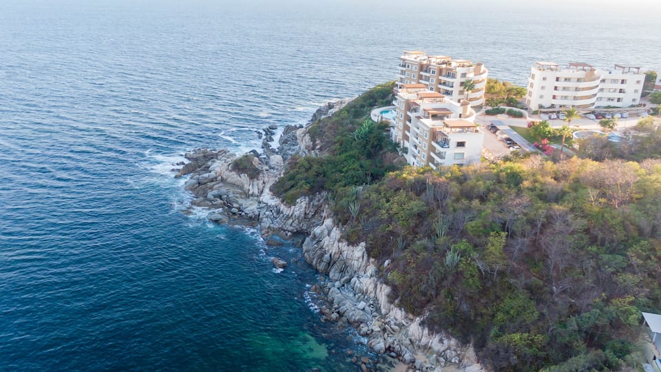 Aerial views of huatulco's hotels, Oaxaca, Mexico