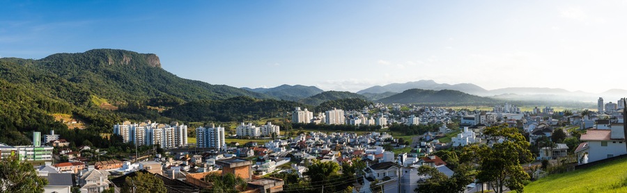 Bairro Pedra Branca in Palhoça state of Santa Catarina Brazil, image of the rock that gives the name to the neighborhood