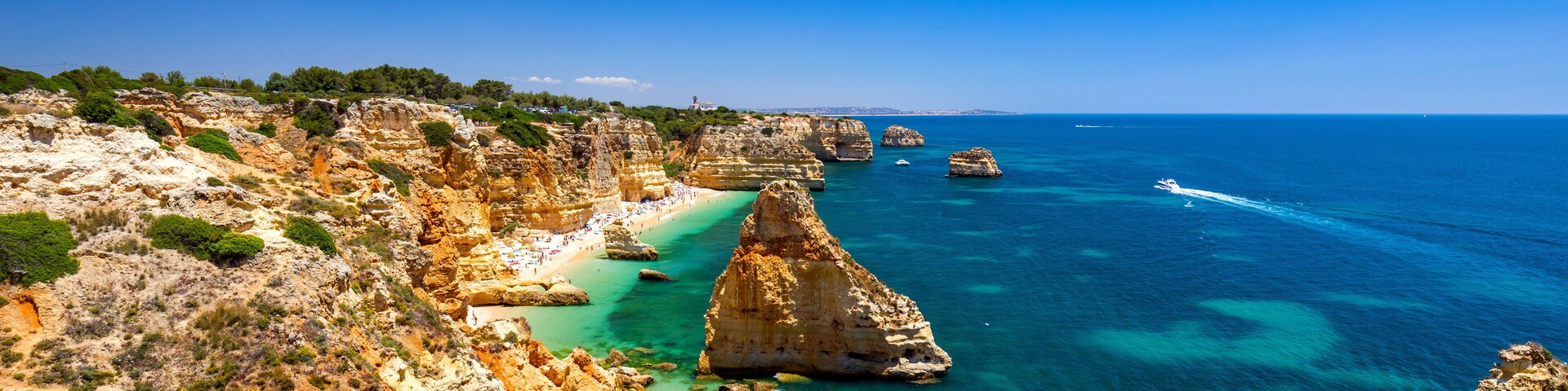 Praia da Marinha, beautiful beach Marinha in Algarve, Portugal. Navy Beach (Praia da Marinha), one of the most famous beaches of Portugal, located on the Atlantic coast in Lagoa Municipality, Algarve.