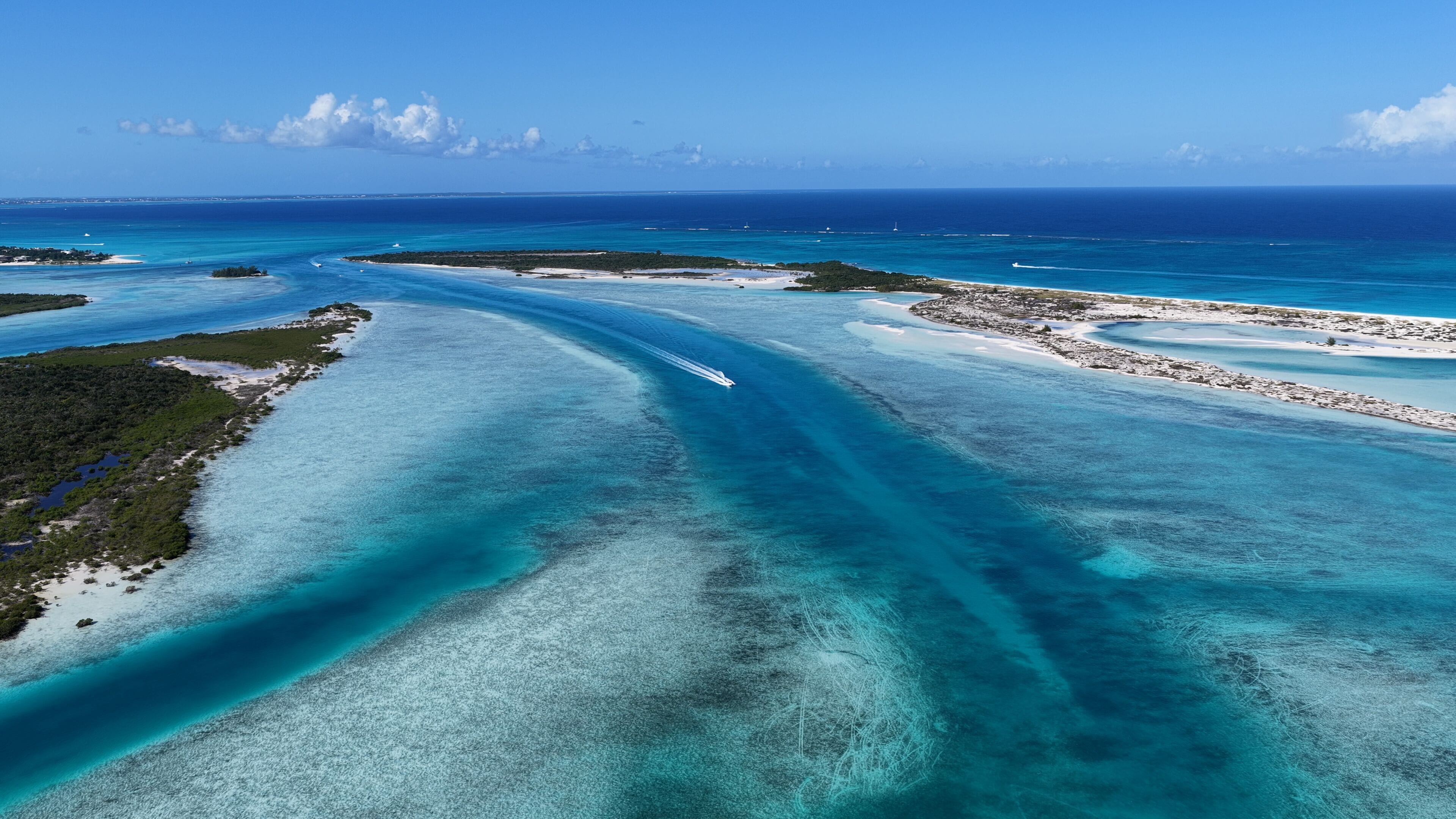 Half Moon Bay At Providenciales In Turks And Caicos United Kingdom. Beach Landscape. Shades Of Blue Watercolor. Travel Destination. Half Moon Bay In Providenciales. Nature Seascape.