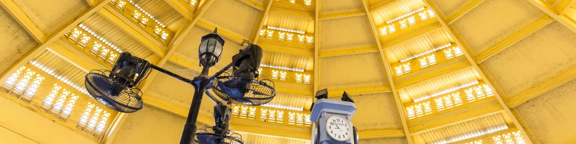 inside the dome of The Central Market an art deco landmark in Phnom Penh, the capital of Cambodia