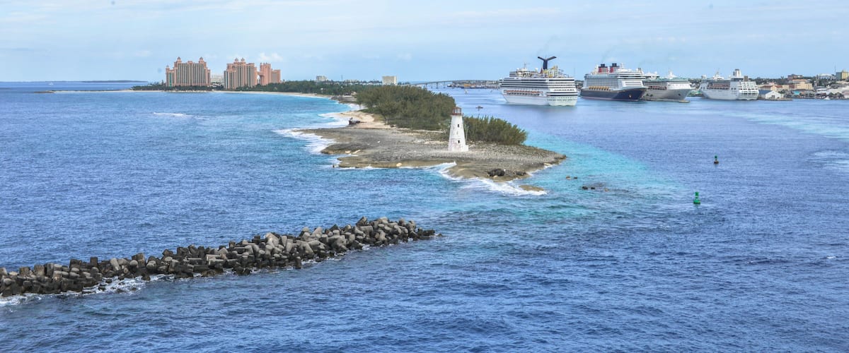 Look on Nassau bay and light house and Atlantis resort