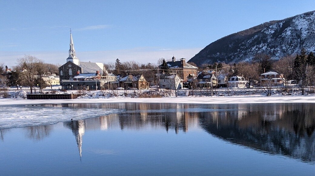 Reflection of Mont St Hilaire on Richelieu River