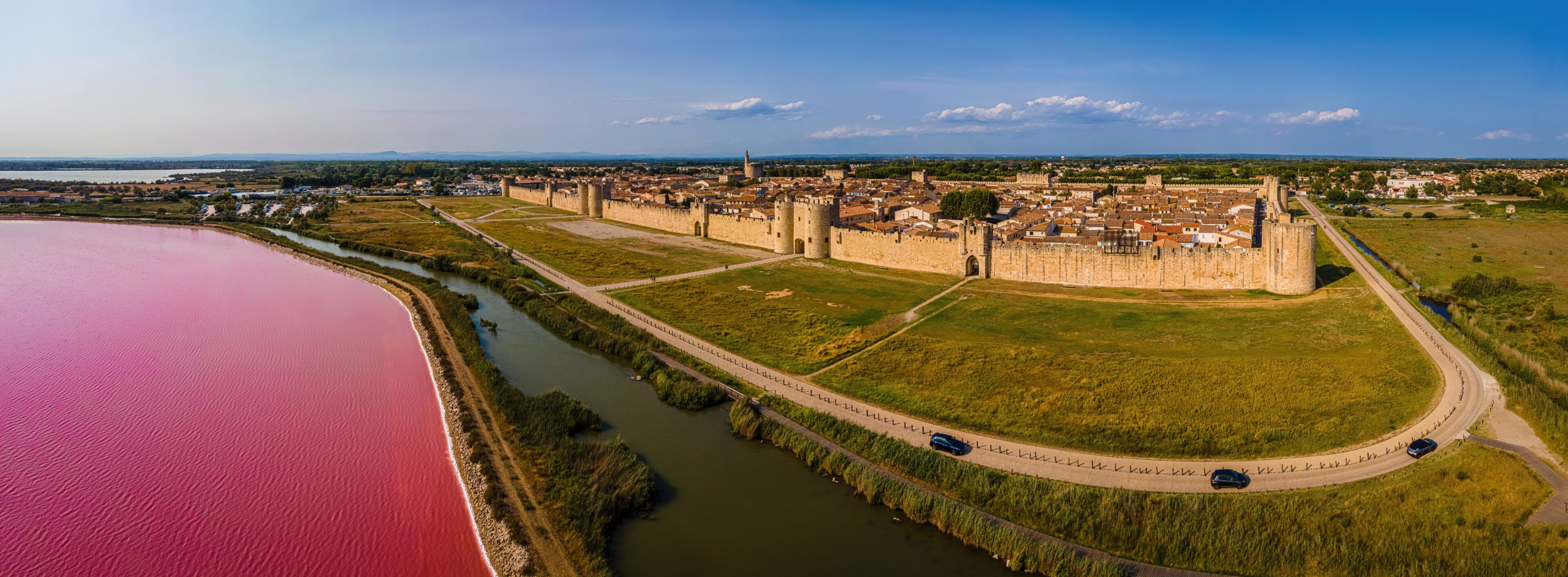 The medieval city of Aigues-Mortes, a commune in the Gard department in the Occitanie region of southern France