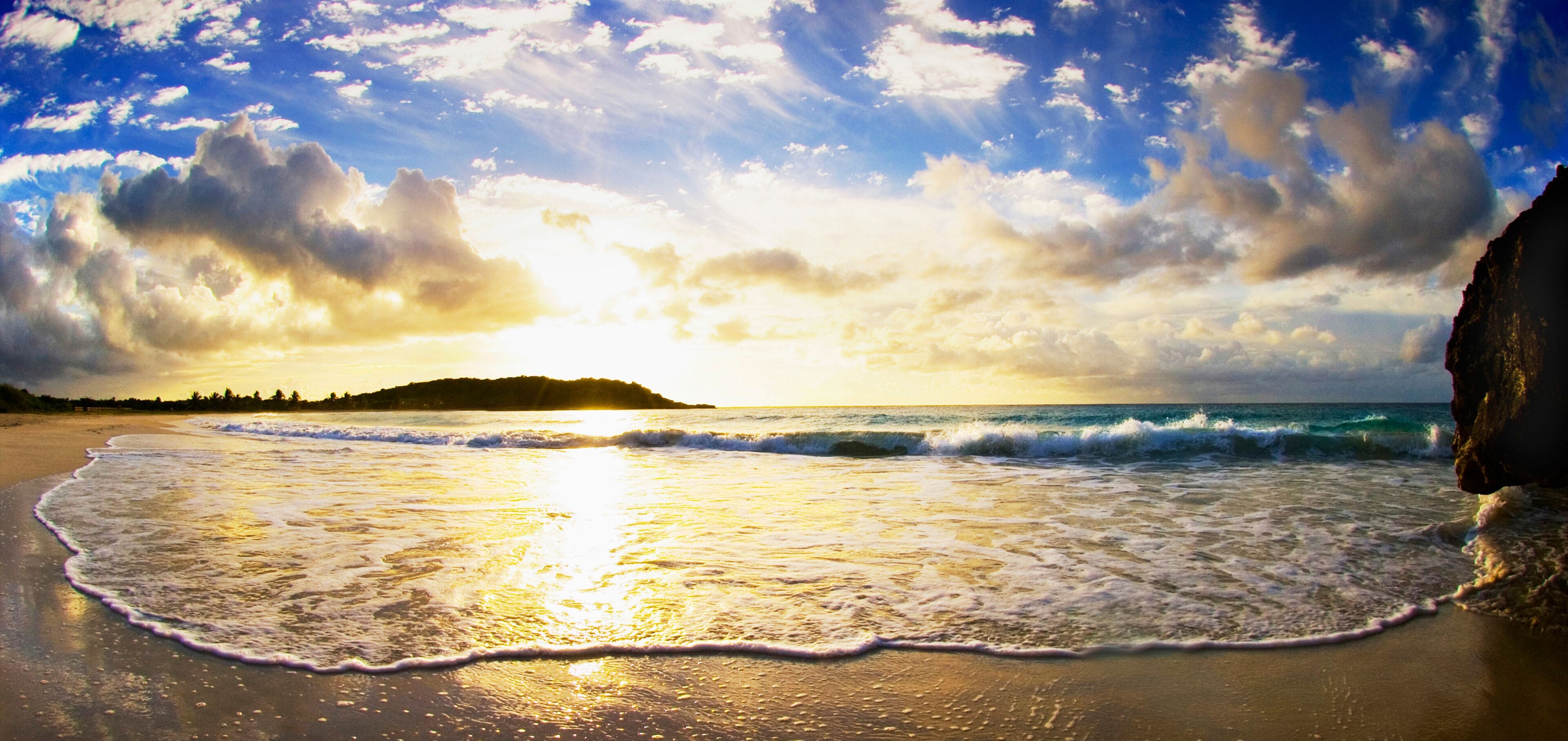 Red beach at sunrise in Vieques, Puerto Rico.