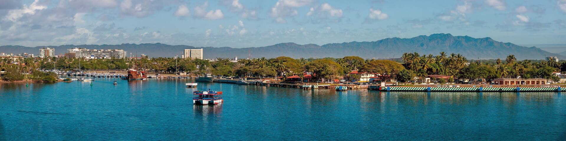 Panoramic view of the new cruise ship terminal marina in Puerto Vallarta, Jalisco, Mexico