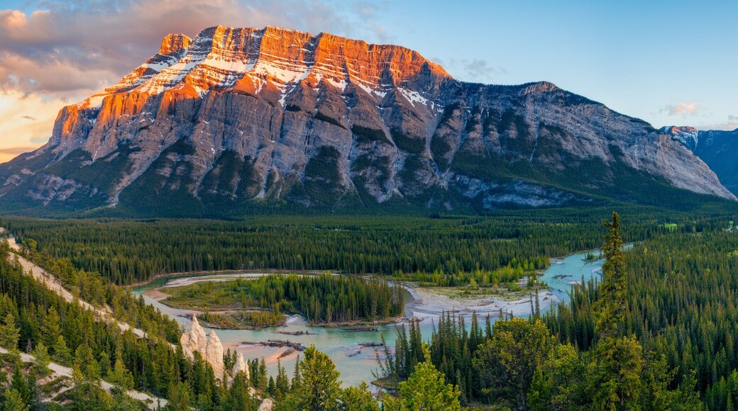 Mount Rundle and the Banff Hoodoos in late afternoon - Banff National Park, Alberta, Canada