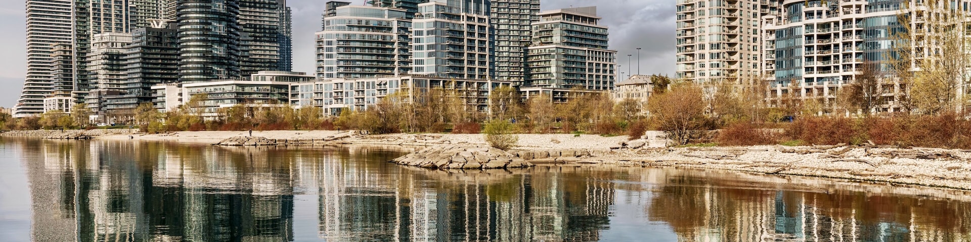 Buildings along lakeshore near Humber Bay Park in Toronto, Ontario, Canada