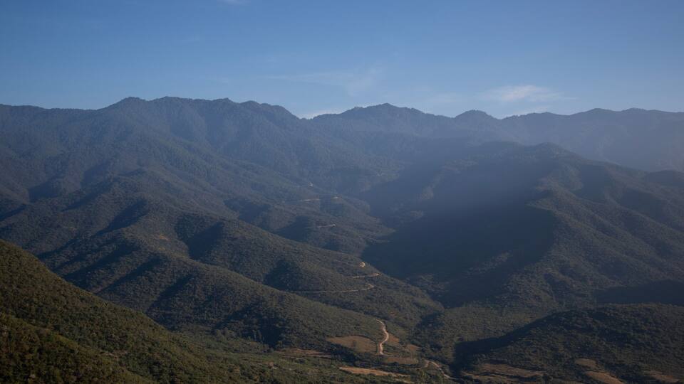 Views of the mountains and vegetation of the southern sierra of the Oaxaca region in Mexico.