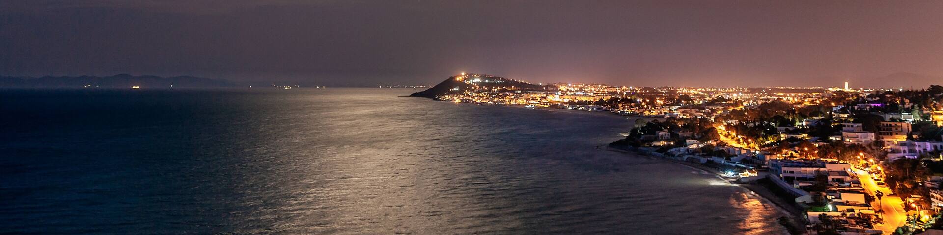 Night city scape of La Marsa, Tunisia