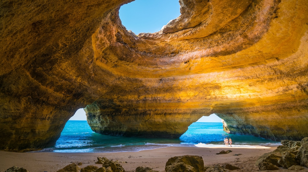 Carvoeiro, Portugal - June, 10, 2015 - Tourists enjoy a beautiful day to know the Benagil Cave in Algarve, one of the most wonderful caves in the world.