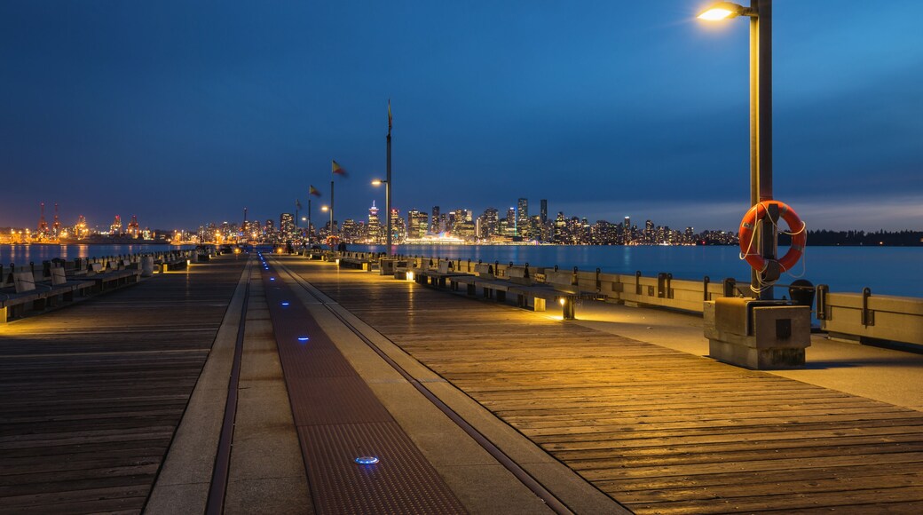Lonsdale Quay at Night with Downtown Vancouver in the background