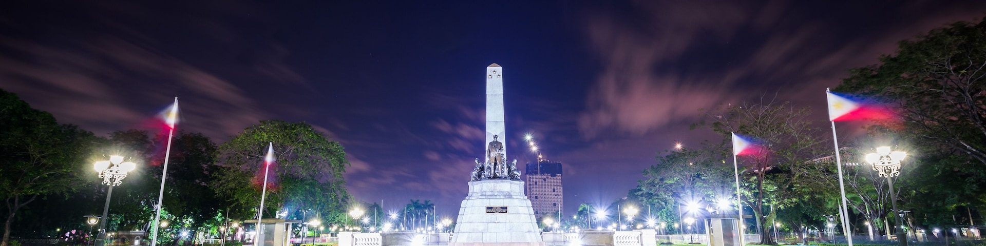 The Rizal Monument at night, at Rizal Park, in Ermita, Manila, T