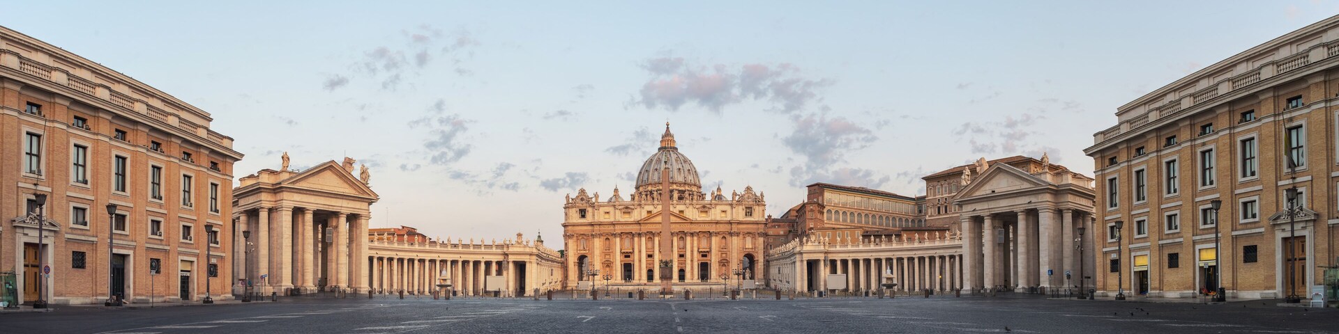 Sunrise over the St. Peters Basilica in Vatican City