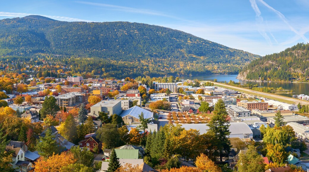 Nelson City BC Autumn Panorama. Nelson is a city located in the Selkirk Mountains on the West Arm of Kootenay Lake in the Southern Interior of British Columbia, Canada.