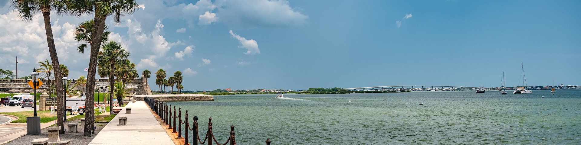 The waterfront of the ancient city of St. Augustine in Florida. main tourist destination.