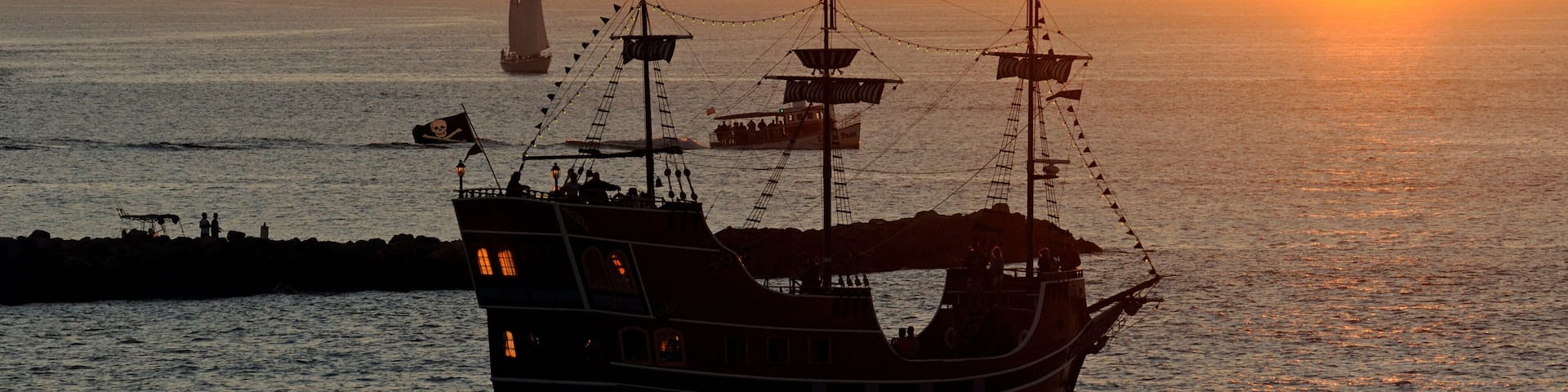 Pirate boat on a sunset cruise at Clearwater Beach Florida USA