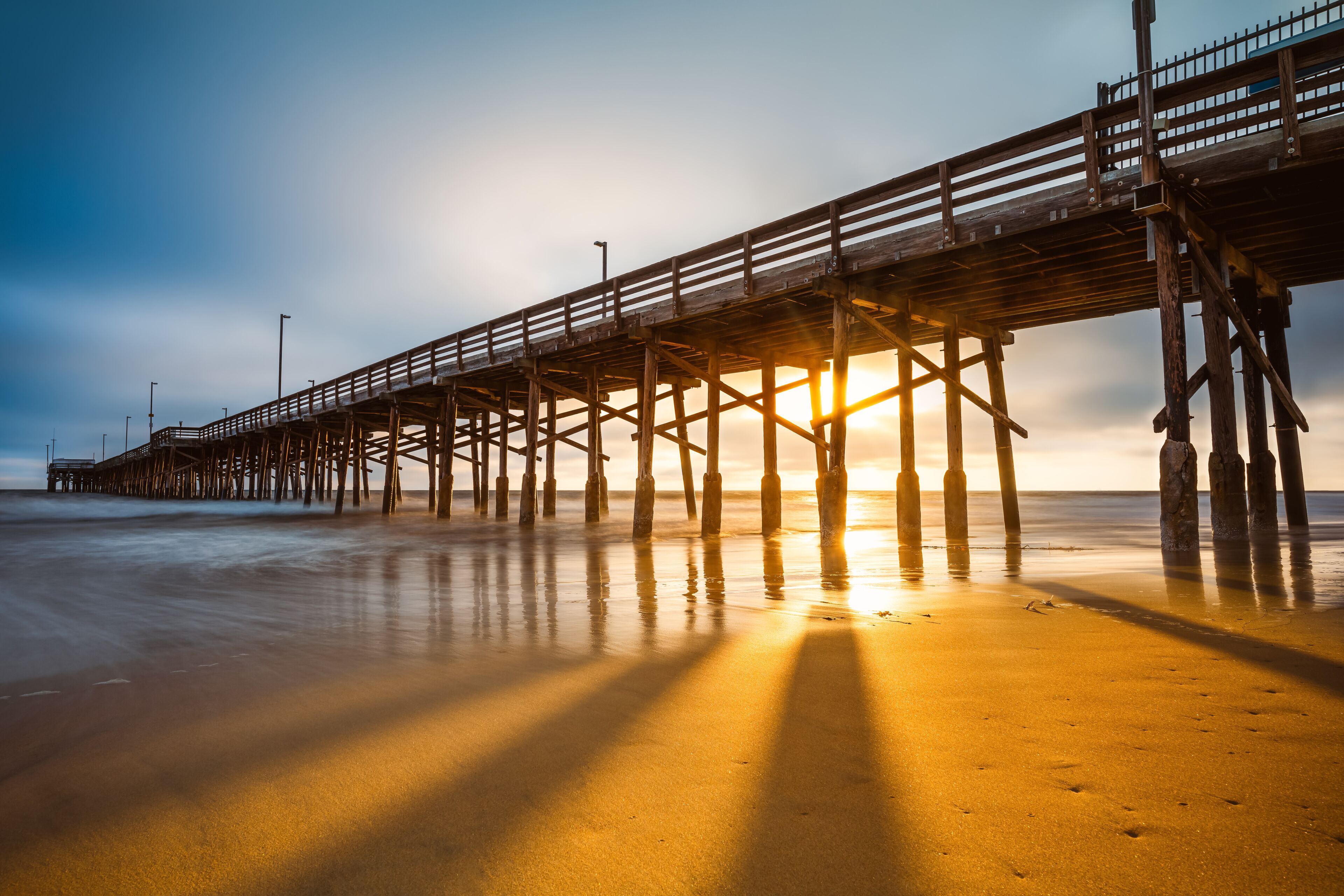 the newport beach pier during sunset, california