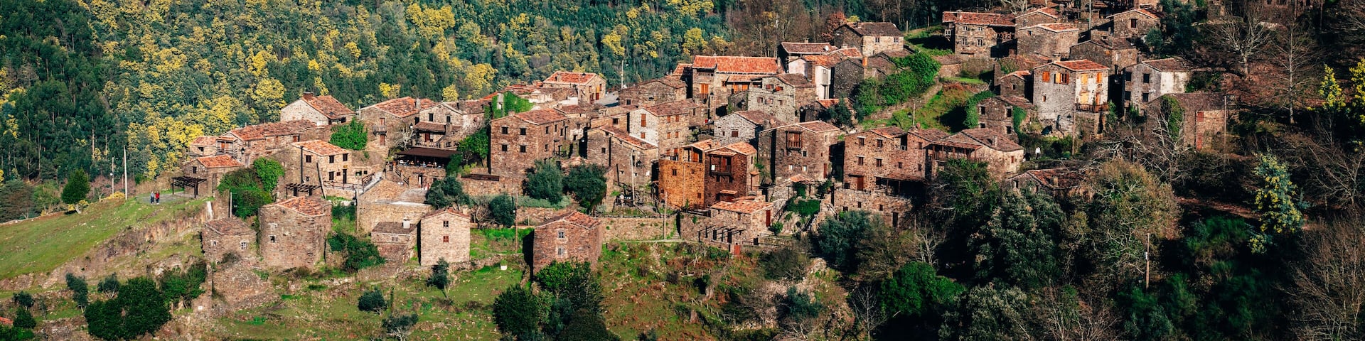 panoramic view of a traditional shale village in the mountains in Portugal