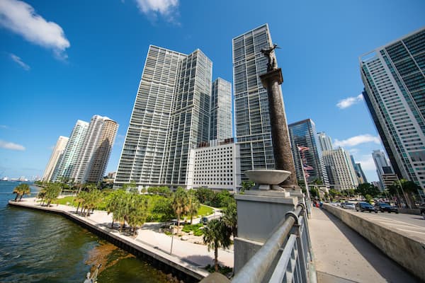 W Hotel Icon seen from the Brickell Bridge Miami