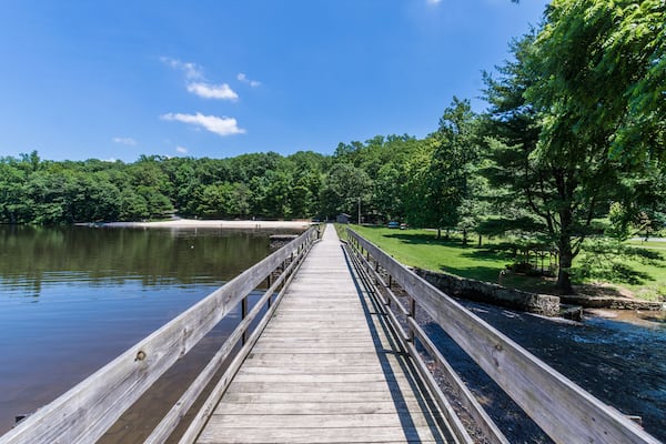 Landscape of the Swimming and Fishing Area in Colonel Denning State Park in Tuscarora State Forest in Pennsylvania
