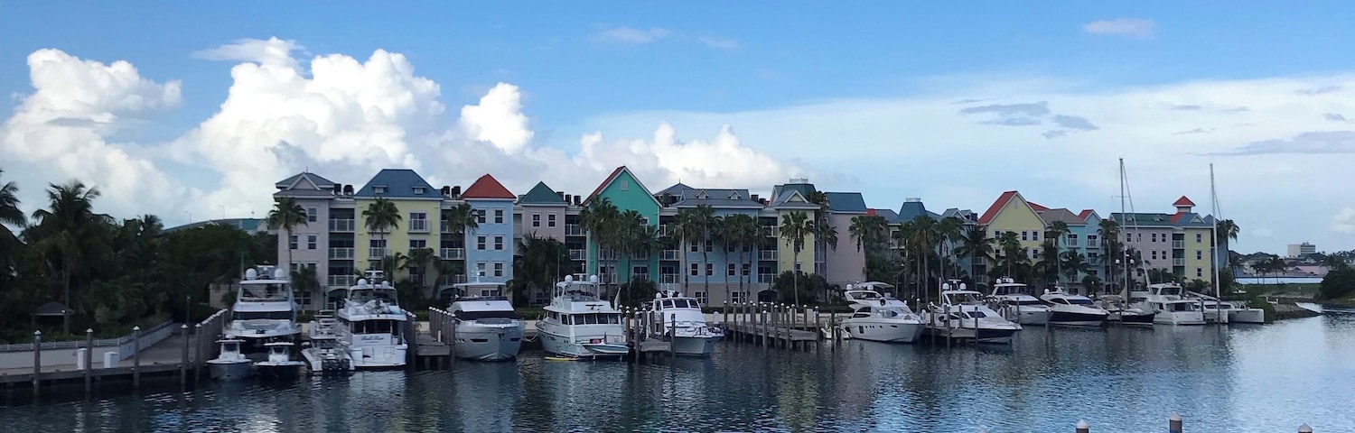 A view of the Harborside Resort from across the inlet.