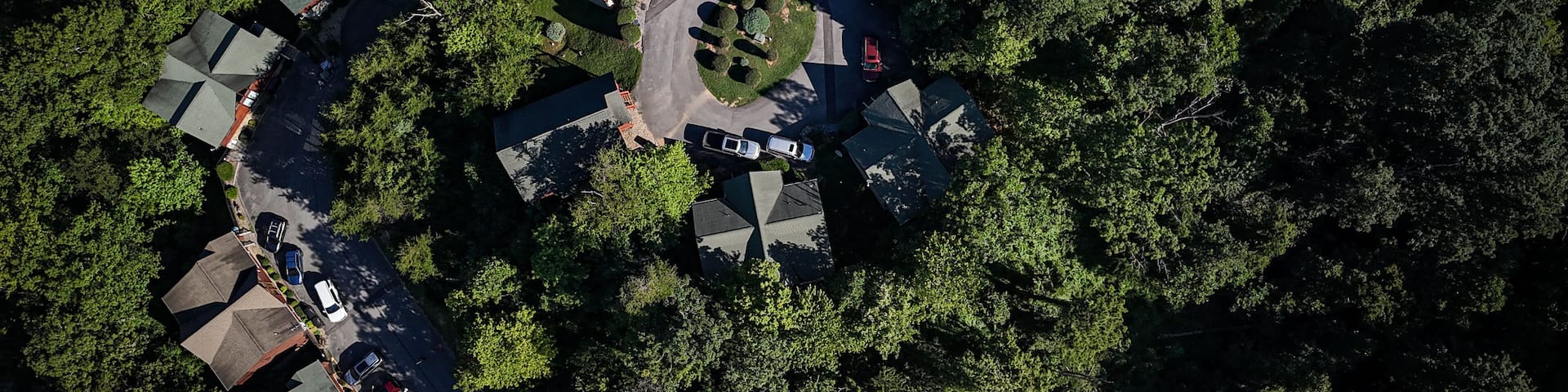 Aerial view of Hidden Springs Resort in Tennessee Smoky Mountains near Pigeon Forge and Dollywood