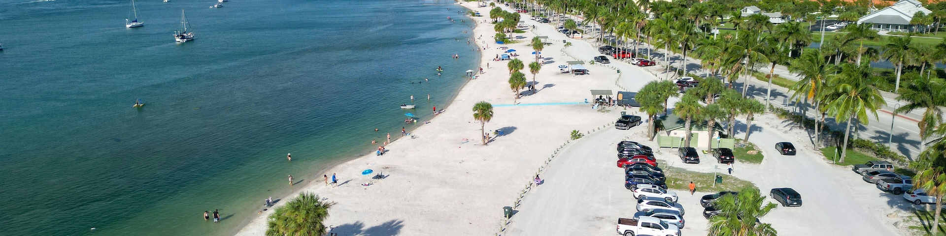 Beach recreation area along the river in Fort Pierce on Treasure Coast of Florida in St. Lucie County