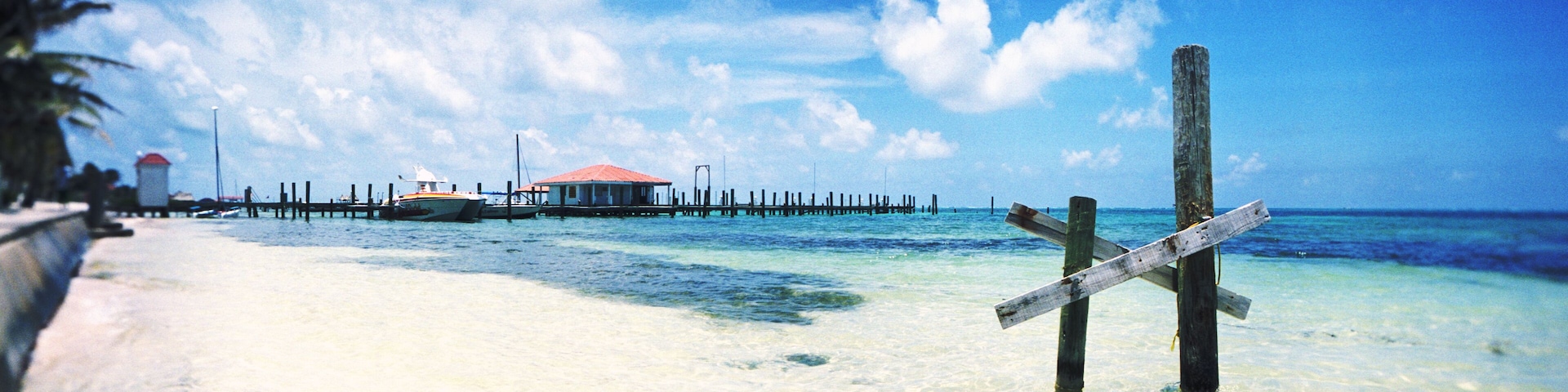 Panoramic image of the beach, San Pedro, Ambergris Caye, Belize