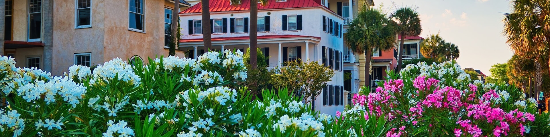 Charleston, South Carolina, USA at the historic homes on The Battery.