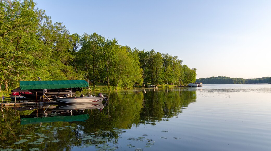 View from shoreline of a northern lake in Washburn County, Wisconsin, in the evening.