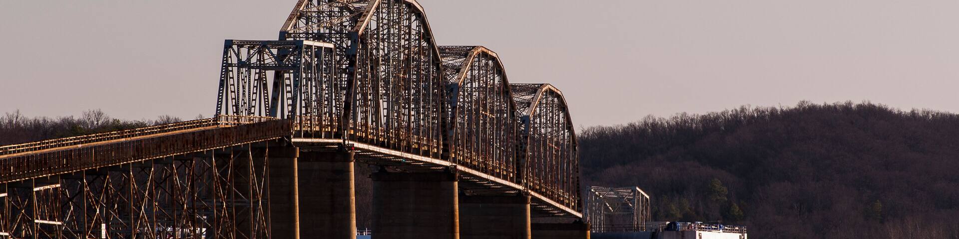 Collapse After Ship Strike - Morning Views - Eggner's Ferry Bridge, Kentucky