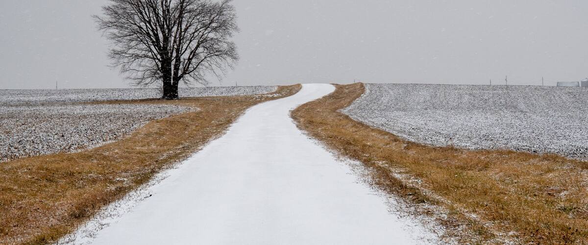 Snow covered county road