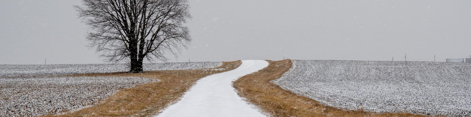 Snow covered county road