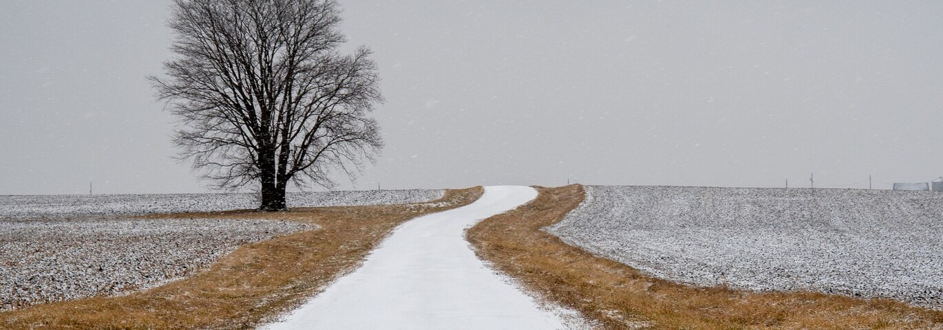 Snow covered county road