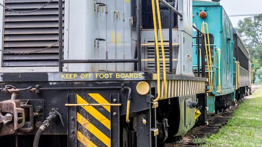 Train engine along the Whitewater Canal.