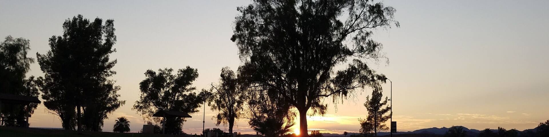 Beautiful sunset at Pirates Cove in Parker,AZ