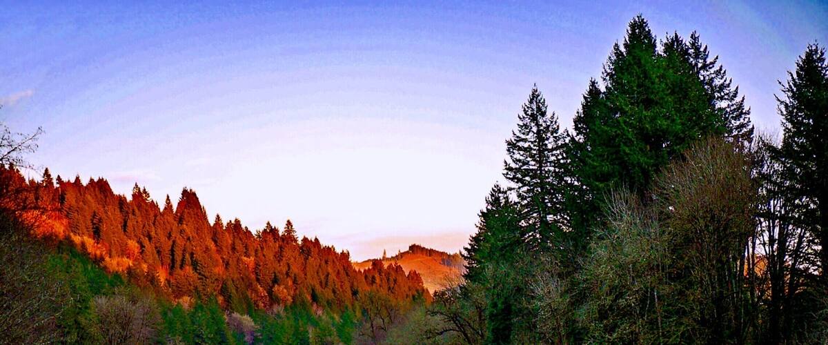 You probably won't want to stare at the bridge the whole time. So, if you happen to be there at sunset on a clear day during the fall or winter, and you're on the north side of the river, turn to the left and take a peek at some remarkable-looking real estate.
Note: this originally said the "south" side of the river. If I had to make my living as a navigator, I would probably starve.