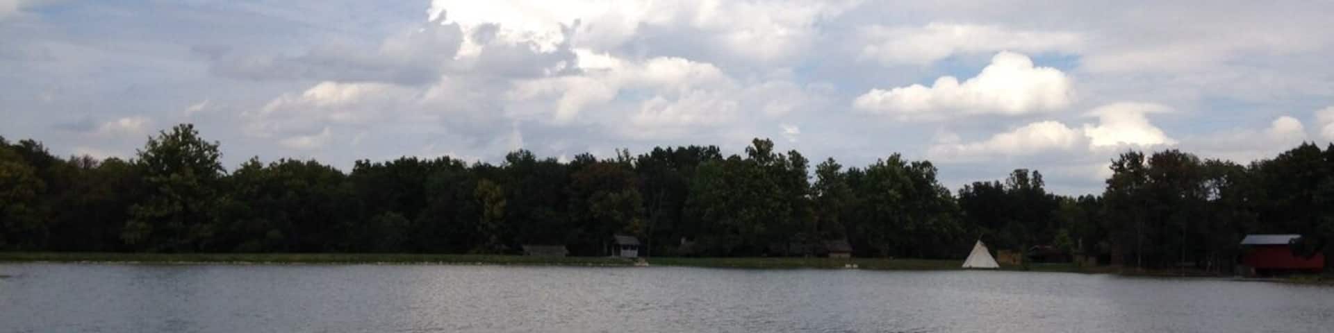 Lovely park, plus a pioneer village. Thus the teepee across the lake.