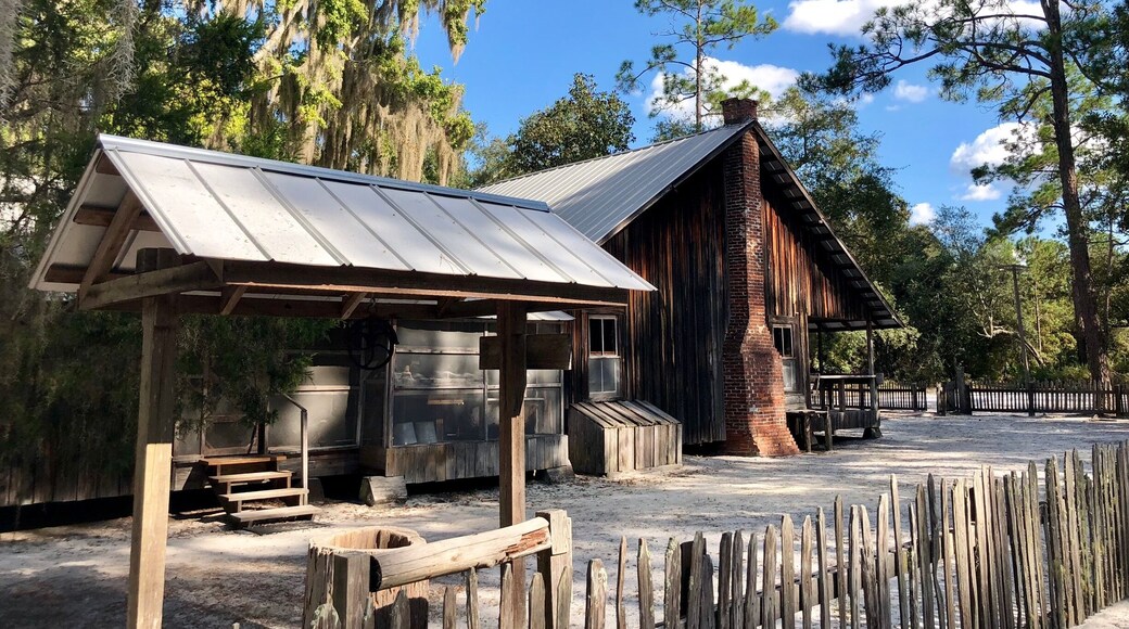 The Chesser family settled on 592 acres here in the swamp in the 1860’s. Three generations of the family would live here. They were self sufficient living off what they raised or hunted. This house is the final one built by the family and was completed in 1927. It is now a stop on the Swamp Island Road tour and gives a look back at what life was like before electricity, central air and running water.