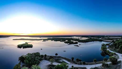 Beautiful Florida sunset over sunset Turnbull Bay and Spruce Creek watershed, New Symrna Beach, Florida, USA.