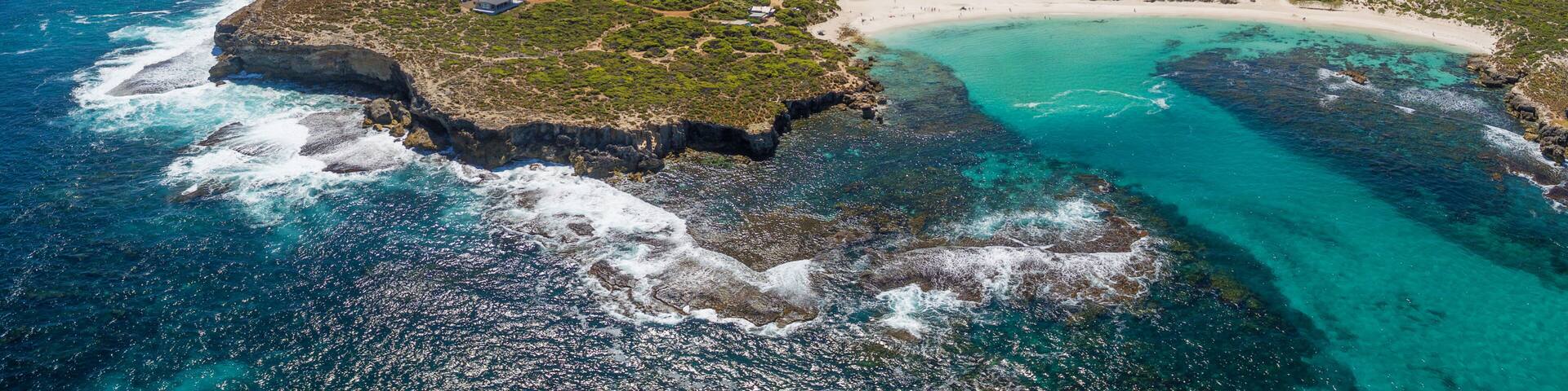 Aerial panorama of Hanson bay ans South West River. Kangaroo Island coastline, South Australia